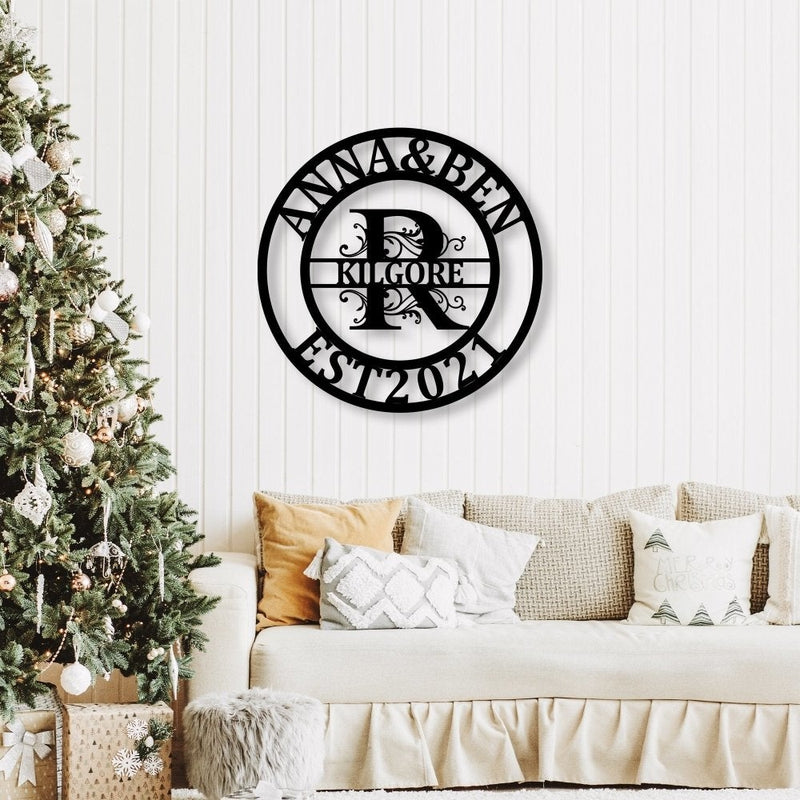 Personalized Last Name Monogram Metal Sign - iWantDIY