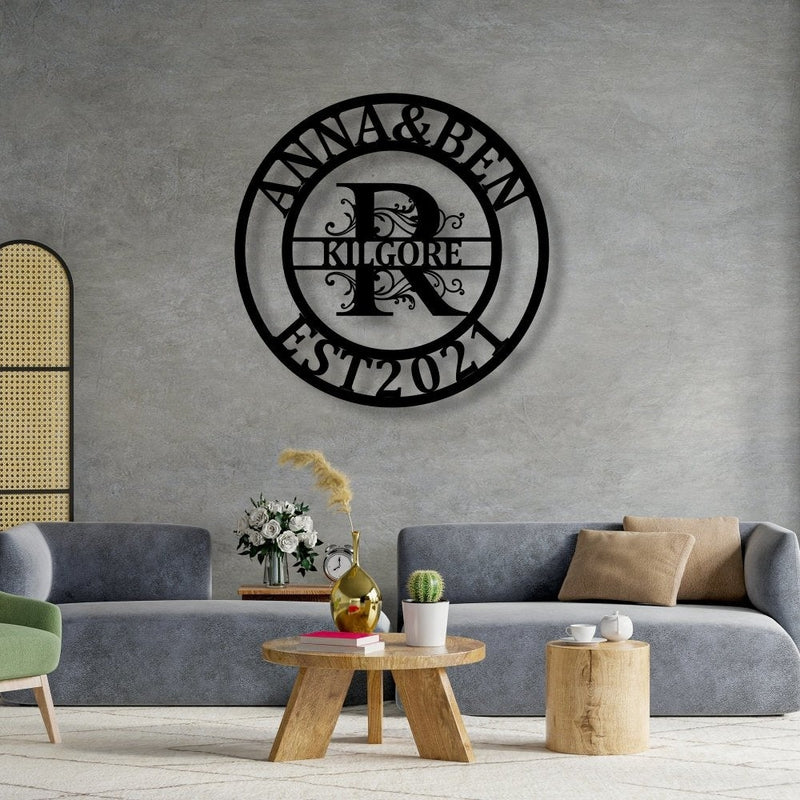 Personalized Last Name Monogram Metal Sign - iWantDIY