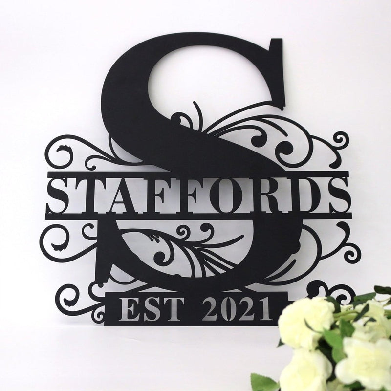 Personalized Metal Last Name Sign Family Name Signs Custom Monogram Initial  Split Letter Wall Art Decor - Custom Laser Cut Metal Art & Signs, Gift &  Home Decor
