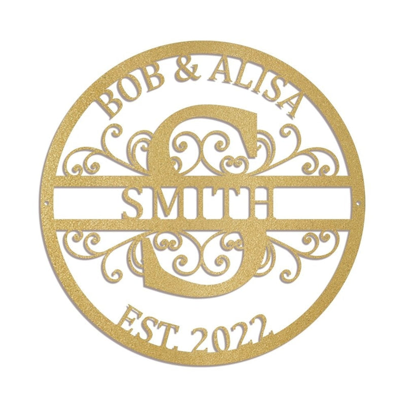 Personalized Name Metal Signs Initial Split Letter Monogram Sign Wall Decor - iWantDIY