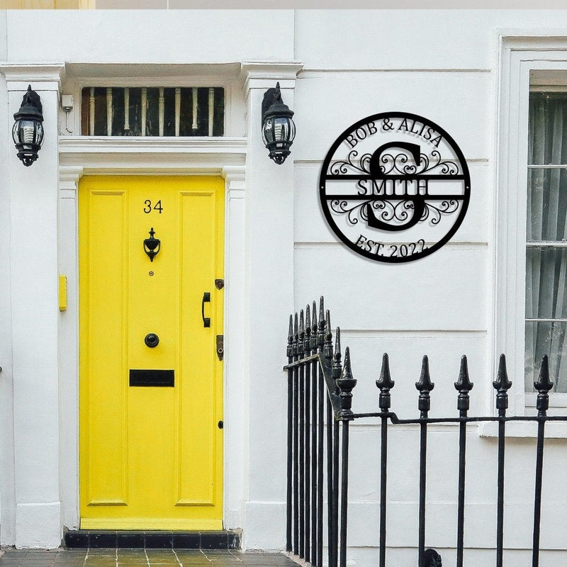 Personalized Name Metal Signs Initial Split Letter Monogram Sign Wall Decor - iWantDIY