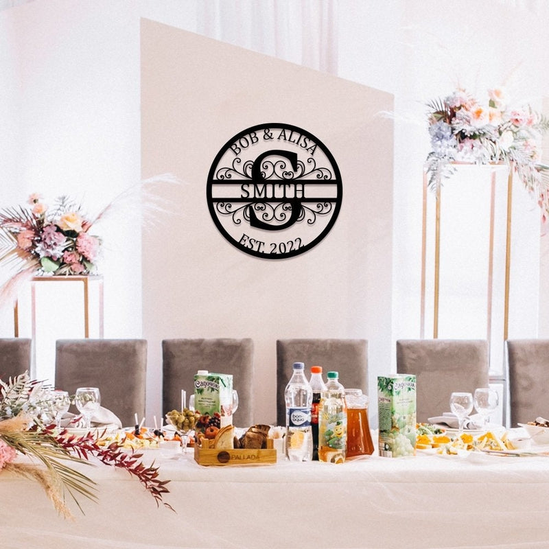 Personalized Name Metal Signs Initial Split Letter Monogram Sign Wall Decor - iWantDIY