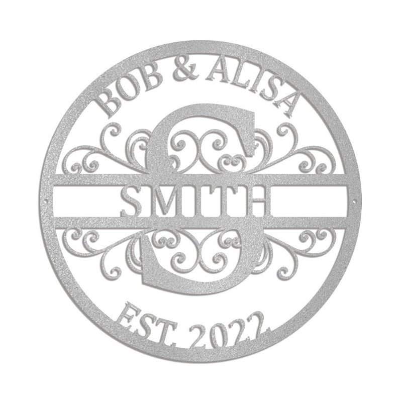 Personalized Name Metal Signs Initial Split Letter Monogram Sign Wall Decor - iWantDIY