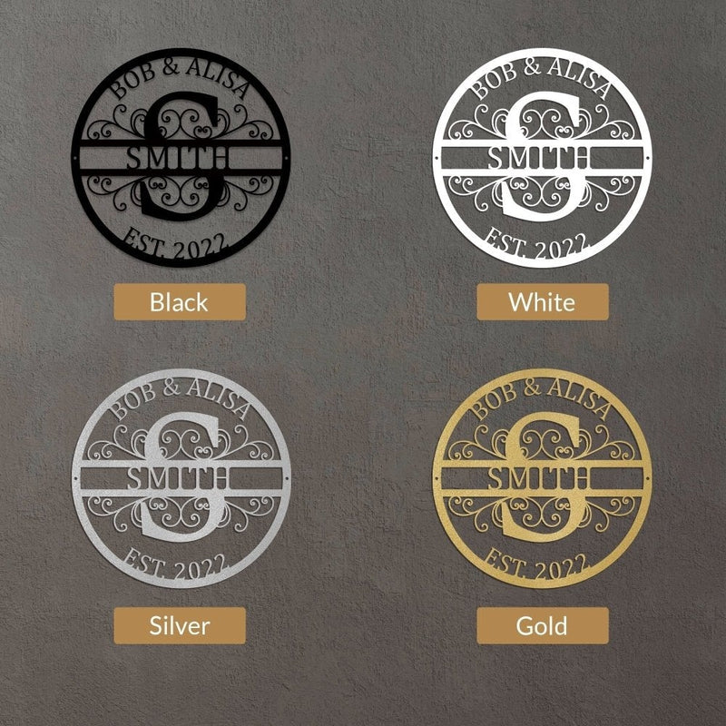 Personalized Name Metal Signs Initial Split Letter Monogram Sign Wall Decor - iWantDIY