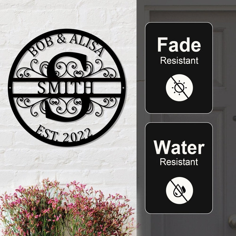 Personalized Name Metal Signs Initial Split Letter Monogram Sign Wall Decor - iWantDIY